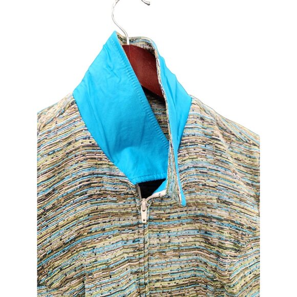 Coldwater Creek Multi-Color Textured Zip Jacket Medium - Rayon Cotton Blend - Picture 14 of 16